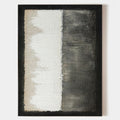 Original hand painted black white vertical split abstract oil painting canvas wall art, nordic scandinavian minimalist elegant luxury m