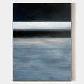 Original hand painted navy slate blue abstract coastal oil painting canvas wall art, nordic scandinavian minimalist elegant luxury mode