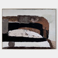 Original hand painted sienna brown black white abstract oil painting canvas wall art, nordic scandinavian minimalist elegant luxury mod
