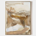 Original hand painted sienna brown ivory abstract oil painting canvas wall art, nordic scandinavian elegant luxury modern living room h