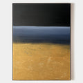 Original hand painted black navy gold abstract oil painting canvas wall art, nordic scandinavian minimalist elegant luxury modern livin