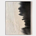 Original hand painted black ivory abstract oil painting canvas wall art, textured nordic scandinavian minimalist elegant luxury modern