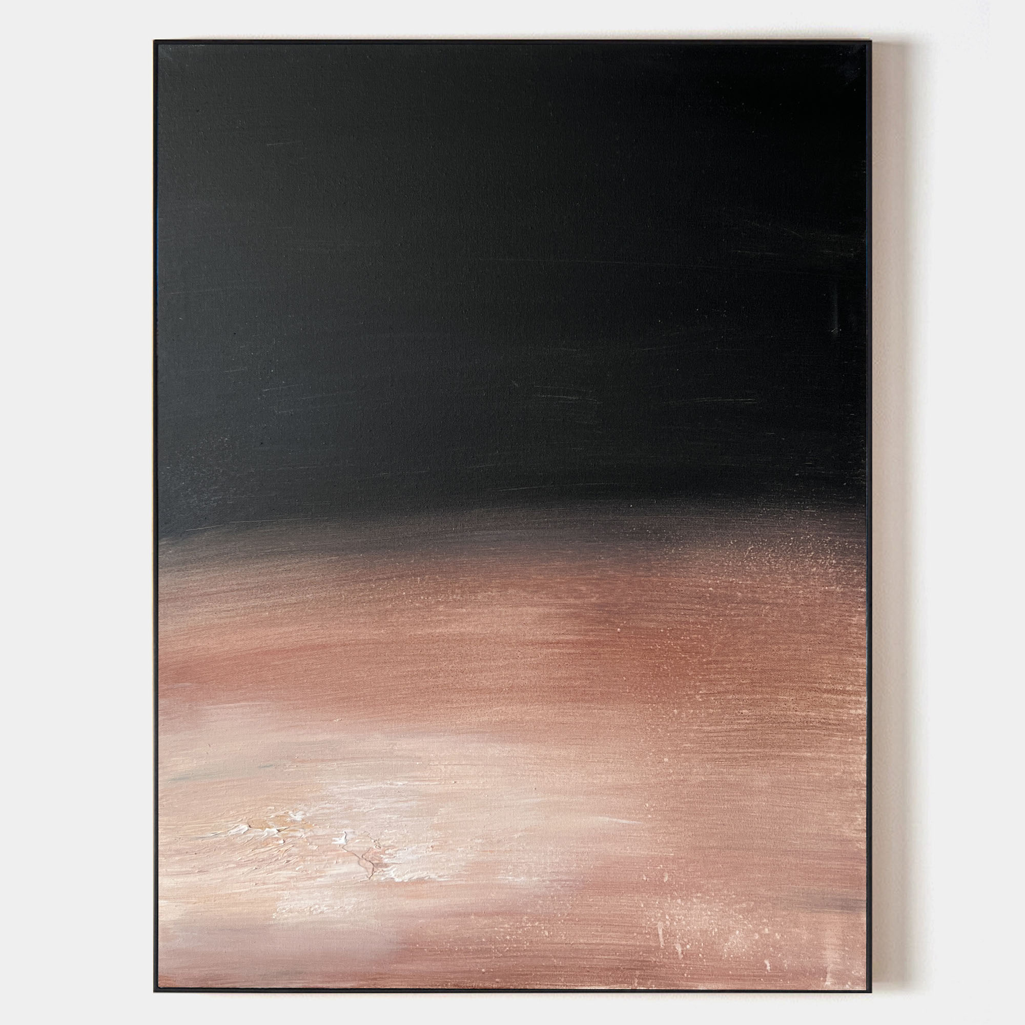 Original hand painted black dusty rose abstract oil painting canvas wall art, nordic scandinavian minimalist elegant luxury modern bedr