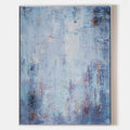 Original hand painted blue grey abstract oil painting canvas wall art, atmospheric nordic scandinavian elegant luxury modern living roo