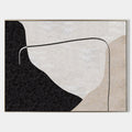 Original hand painted black ivory beige organic abstract oil painting canvas wall art, nordic scandinavian minimalist elegant luxury mo