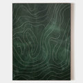 Original hand painted dark emerald green topographic abstract oil painting canvas wall art, nordic scandinavian minimalist elegant luxu
