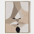 Original hand painted beige taupe abstract face oil painting canvas wall art, nordic scandinavian minimalist elegant luxury modern livi