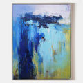 Original hand painted deep blue abstract coastal oil painting canvas wall art, bold cobalt brushstrokes, elegant luxury modern nordic s