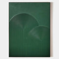 Original hand painted emerald green abstract oil painting canvas, raised concentric arch texture, minimalist nordic scandinavian elegan