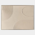 Original hand painted beige ivory textured abstract oil painting canvas wall art, raised concentric lines circle nordic scandinavian mi