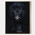 Original hand painted black lion blue eyes oil painting canvas wall art, luxury elegant modern nordic scandinavian dark dramatic home d