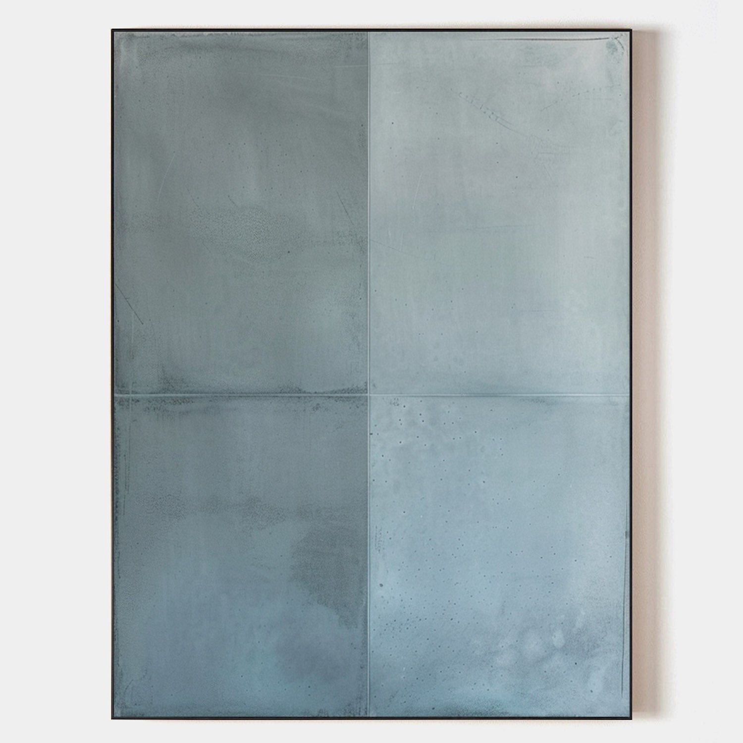 Original hand painted slate blue grey abstract oil painting canvas wall art, nordic scandinavian minimalist elegant luxury modern livin