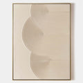 Original hand painted ivory beige textured concentric arc abstract oil painting canvas wall art, nordic scandinavian minimalist elegant