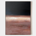 Original hand painted dark abstract oil painting canvas, black dusty rose sienna horizon glow, minimalist nordic scandinavian elegant l