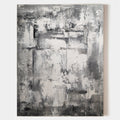 Original hand painted black white grey textured abstract oil painting canvas wall art, nordic scandinavian elegant luxury modern interi