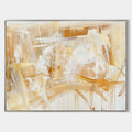 Original hand painted gold white abstract oil painting canvas wall art, expressive brushstrokes drips, nordic scandinavian elegant luxu