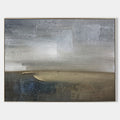 Original hand painted grey taupe abstract coastal oil painting canvas wall art, nordic scandinavian minimalist elegant luxury modern li