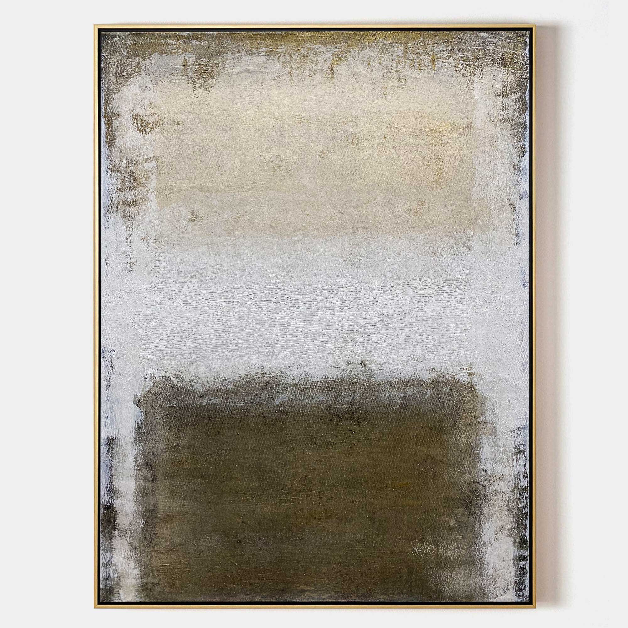 Original hand painted olive green grey beige abstract oil painting canvas wall art, nordic scandinavian minimalist elegant luxury moder