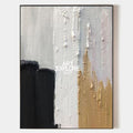 Original hand painted black gold white textured abstract oil painting canvas wall art, nordic scandinavian minimalist elegant luxury mo