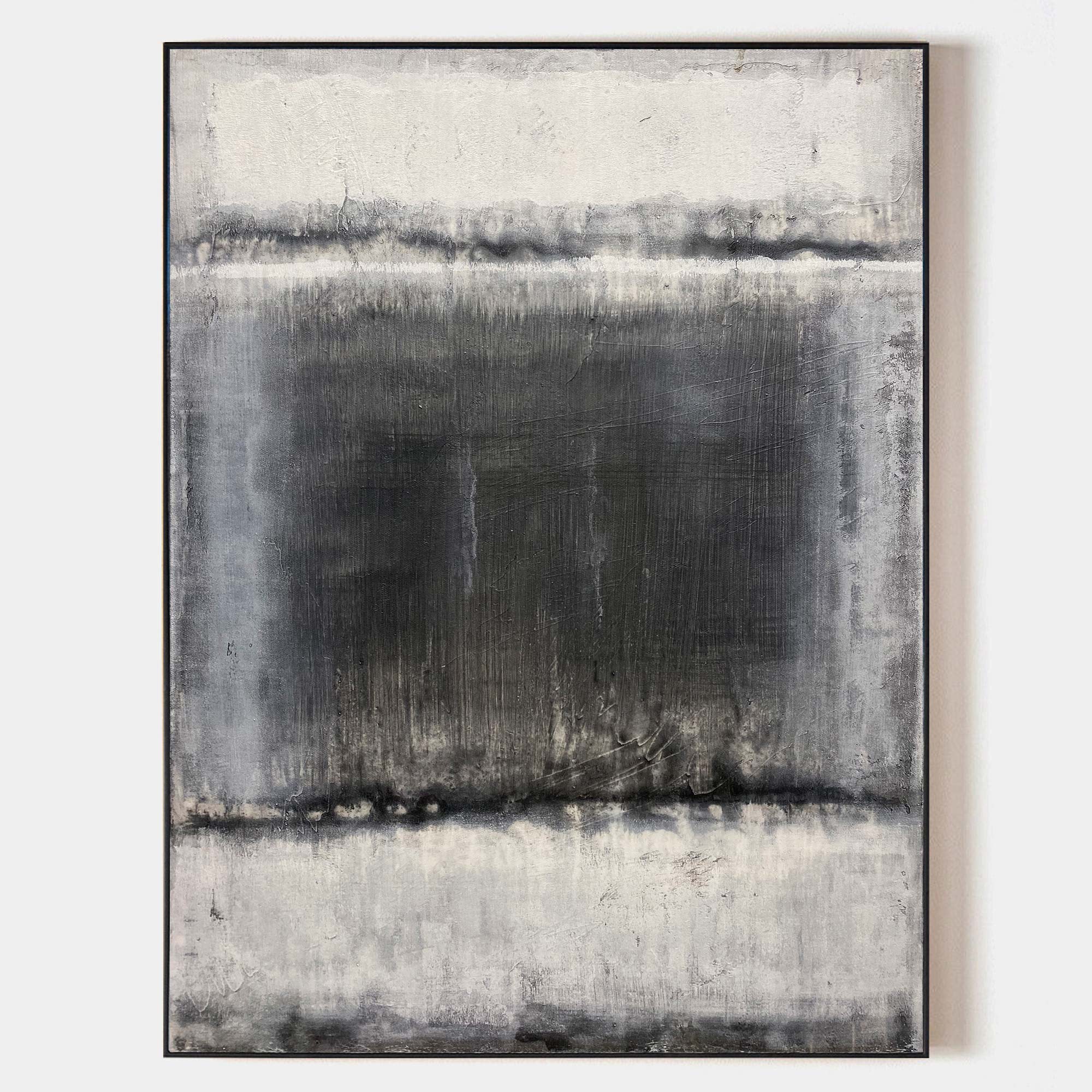 Original hand painted charcoal grey abstract oil painting canvas wall art, nordic scandinavian minimalist elegant luxury modern living