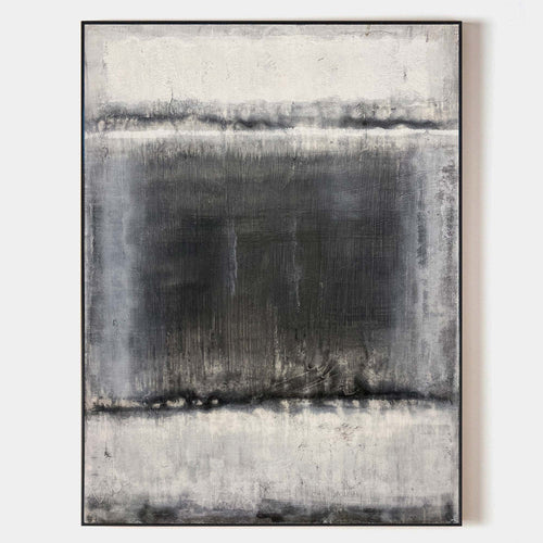 Original hand painted charcoal grey abstract oil painting canvas wall art, nordic scandinavian minimalist elegant luxury modern living