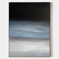 Original hand painted black blue grey abstract coastal oil painting canvas wall art, nordic scandinavian minimalist elegant luxury mode