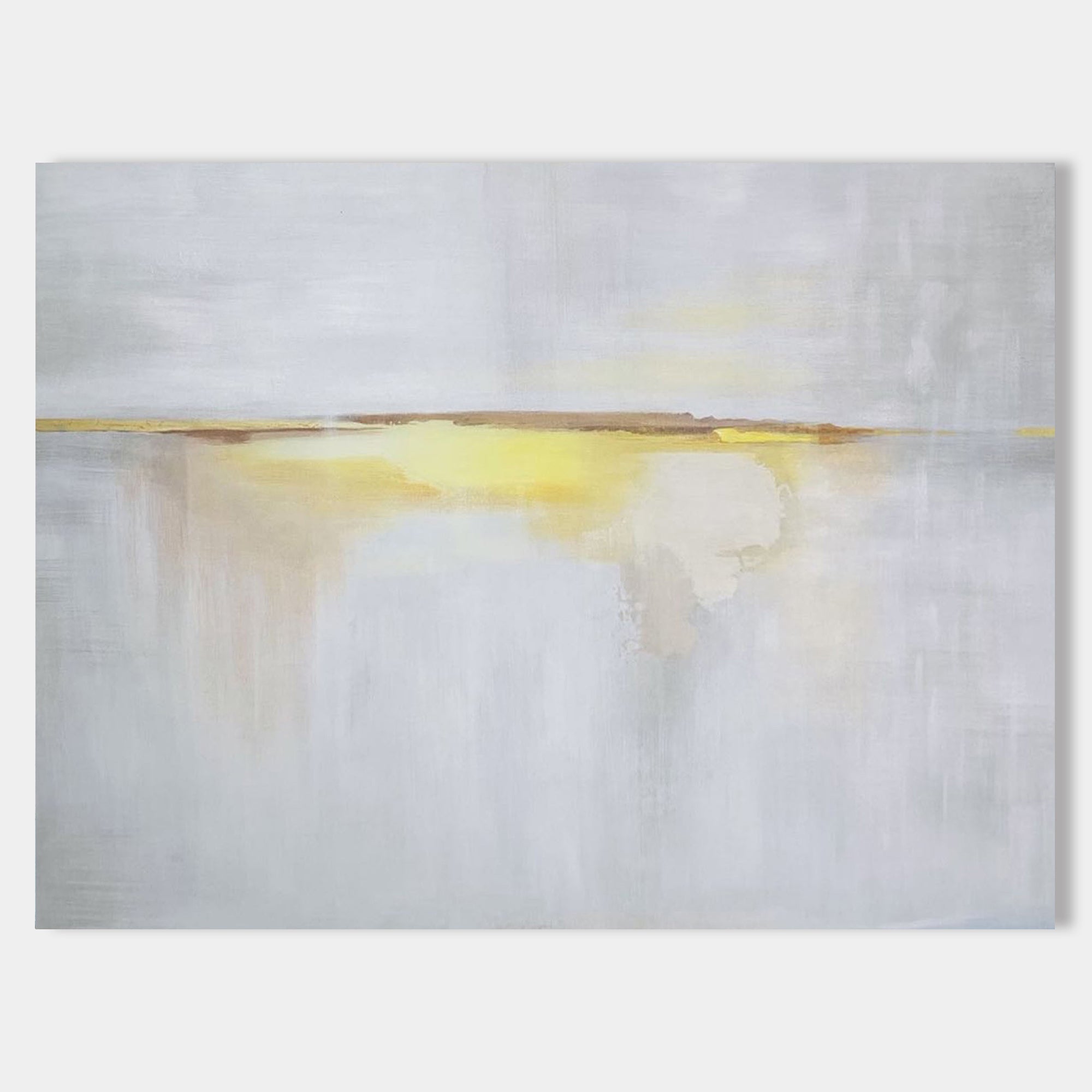 Original hand painted grey gold horizon abstract oil painting canvas wall art, nordic scandinavian minimalist elegant luxury modern liv