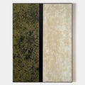 Original hand painted olive green cream abstract oil painting canvas wall art, textured minimalist nordic scandinavian elegant luxury m