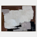 Original hand painted sienna brown white black textured abstract oil painting canvas wall art, nordic scandinavian minimalist elegant l