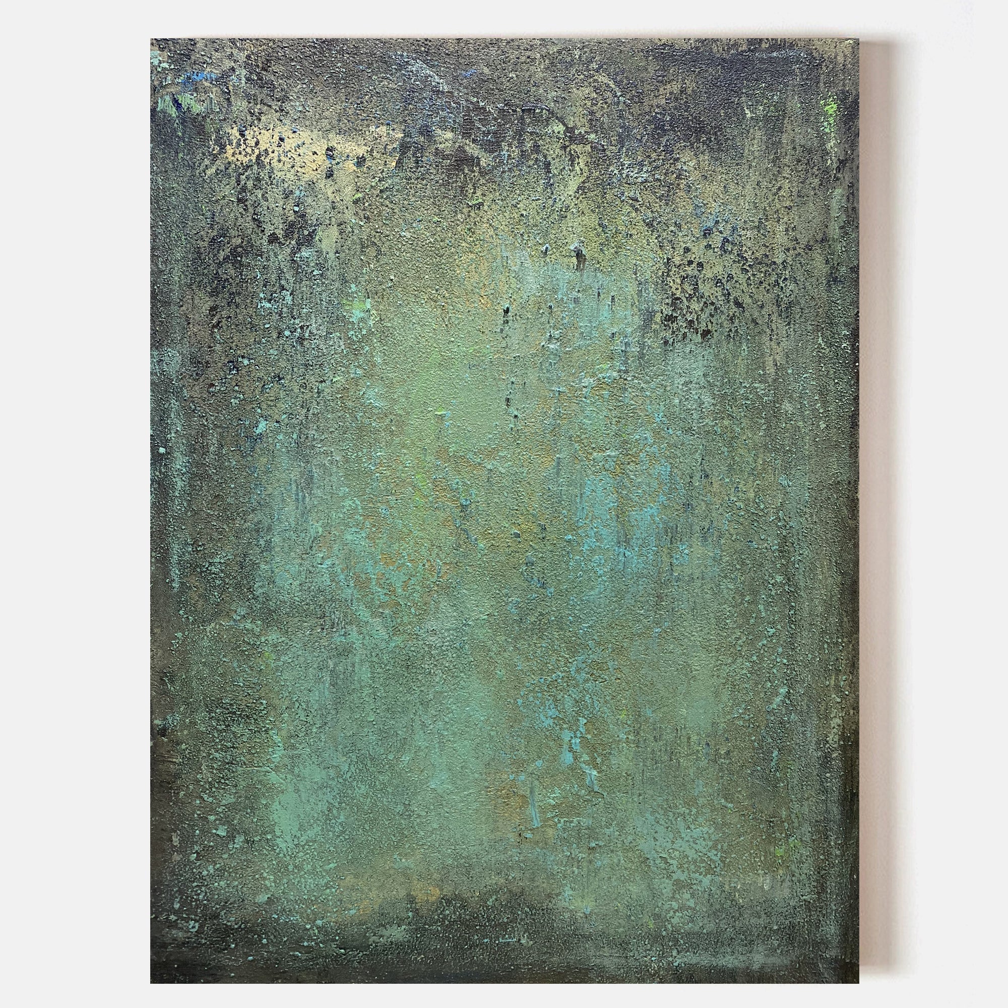 Original hand painted teal turquoise gold abstract oil painting canvas wall art, nordic scandinavian elegant luxury modern living room