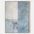 Original hand painted slate blue grey geometric abstract oil painting canvas wall art, nordic scandinavian minimalist elegant luxury mo