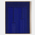 Original hand painted deep blue geometric abstract oil painting canvas wall art, textured vertical forms, nordic scandinavian minimalis