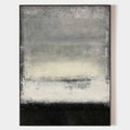 Original hand painted black grey ivory abstract landscape oil painting canvas wall art, nordic scandinavian minimalist elegant luxury m