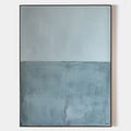 Original hand painted slate blue abstract coastal oil painting canvas wall art, nordic scandinavian minimalist elegant luxury modern ho