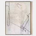 Original hand painted ivory abstract oil painting bold black line gestural canvas wall art nordic scandinavian minimalist elegant luxur