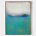 Original hand painted teal aqua abstract coastal oil painting canvas wall art, nordic scandinavian minimalist elegant luxury modern liv