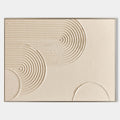 Original hand painted ivory cream textured concentric arch abstract oil painting canvas, nordic scandinavian minimalist elegant luxury