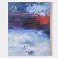 Original hand painted crimson red navy blue abstract oil painting canvas wall art, modern elegant luxury coastal nordic scandinavian ho