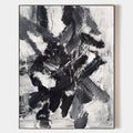 Original hand painted black white abstract oil painting canvas wall art, bold expressive brushstrokes nordic scandinavian elegant luxur