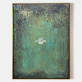 Original hand painted teal emerald abstract oil painting canvas wall art, textured luxury nordic scandinavian elegant modern living roo