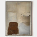 Original hand painted warm ivory sienna blue-grey abstract oil painting canvas wall art, nordic scandinavian minimalist elegant luxury