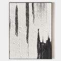 Original hand painted black ivory abstract oil painting canvas, bold vertical strokes textured nordic scandinavian minimalist elegant l