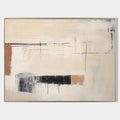 Original hand painted ivory terracotta charcoal abstract oil painting canvas wall art, nordic scandinavian minimalist elegant luxury mo