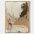 Original hand painted ivory caramel brown abstract oil painting canvas wall art, nordic scandinavian minimalist elegant luxury modern h