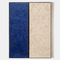 Original hand painted cobalt blue ivory textured abstract oil painting canvas wall art, nordic scandinavian minimalist elegant luxury m