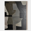 Original hand painted charcoal grey olive abstract geometric oil painting canvas wall art, nordic scandinavian minimalist elegant luxur