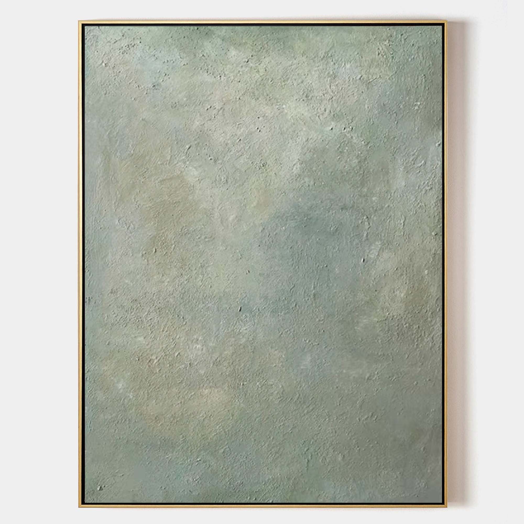 Original hand painted sage green grey textured abstract oil painting canvas wall art, nordic scandinavian minimalist elegant luxury mod