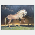 Original hand painted white horse stormy sky oil painting canvas wall art, elegant luxury vintage modern living room home decor interio