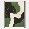 Original hand painted forest green charcoal ivory abstract oil painting canvas wall art, nordic scandinavian minimalist elegant luxury