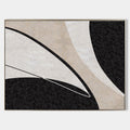 Original hand painted black ivory beige curved abstract oil painting canvas wall art, nordic scandinavian minimalist elegant luxury mod